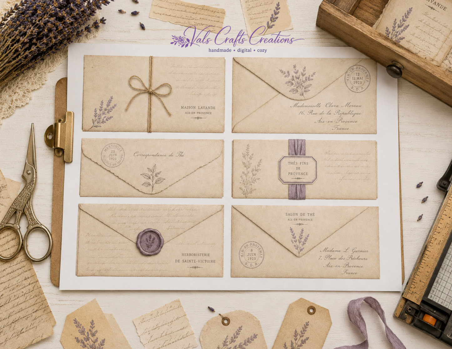 Lavender Tea Heirloom – Vintage Provence Junk Journal Paper Kit
