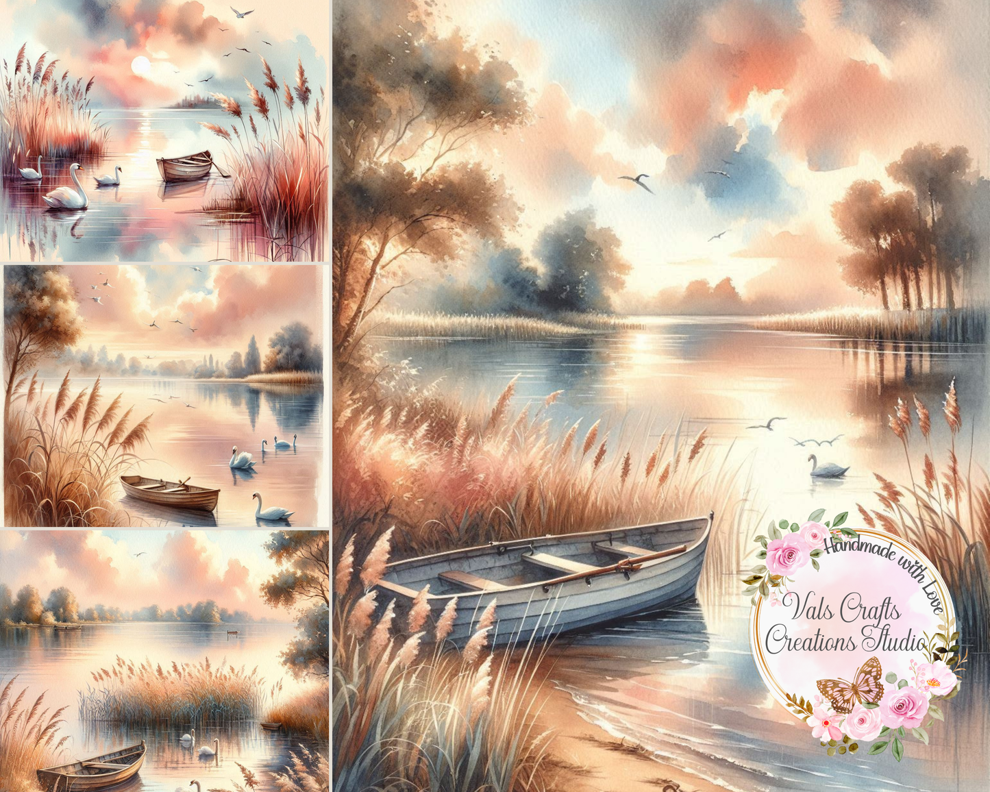 Lakeside Reverie – Printed Watercolor Paper Kit
