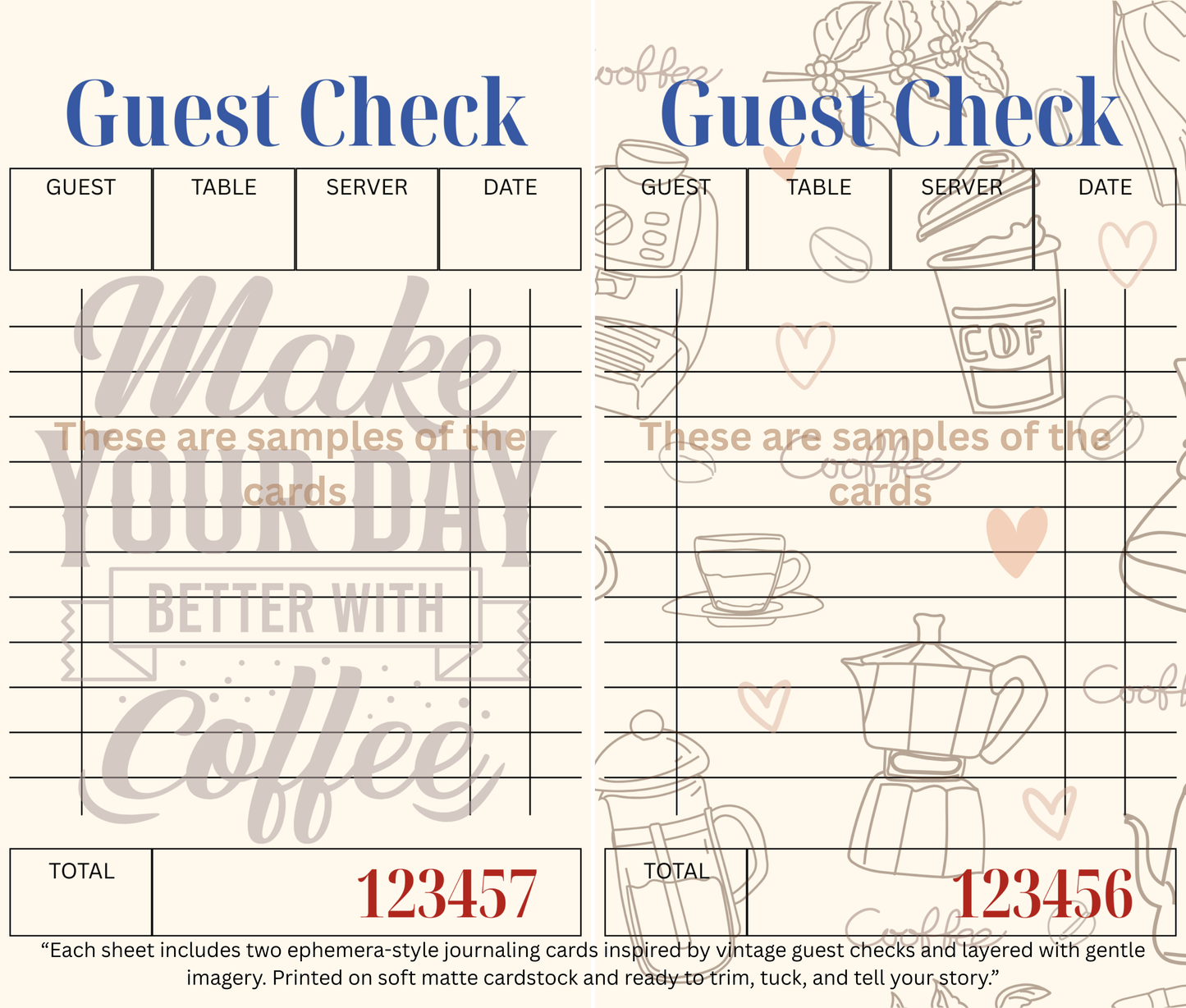 🌟 Coffee Orders – Themed Guest Check Set For cozy cafés and journaling sips 🌟