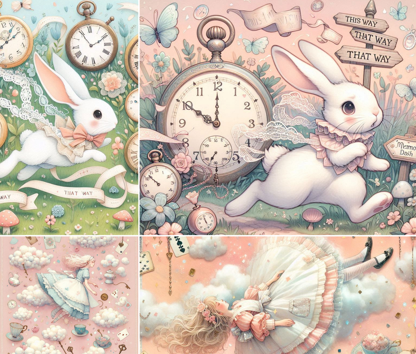 Through the Pastel Looking Glass – 32-Page Printed Wonderland Background Kit
