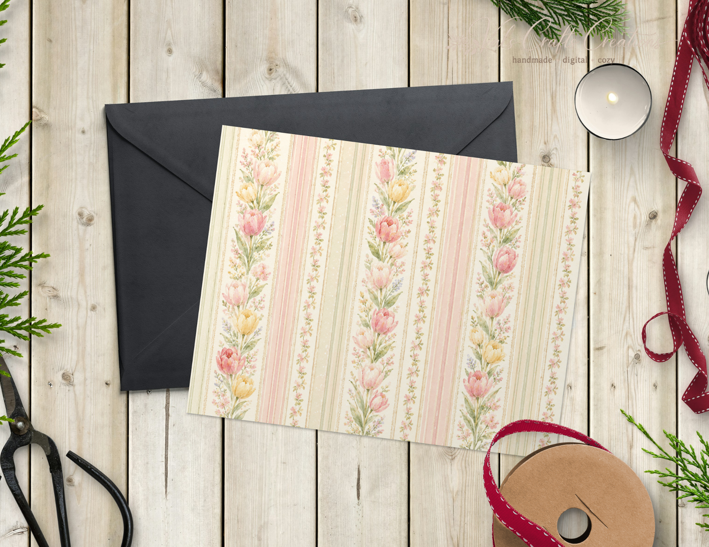 Tulips in Bloom – Vintage Floral Junk Journal Kit (15 Hero Pages, 18 Journaling Pages, 10 Seamless Papers, 16 Ephemera Pages)