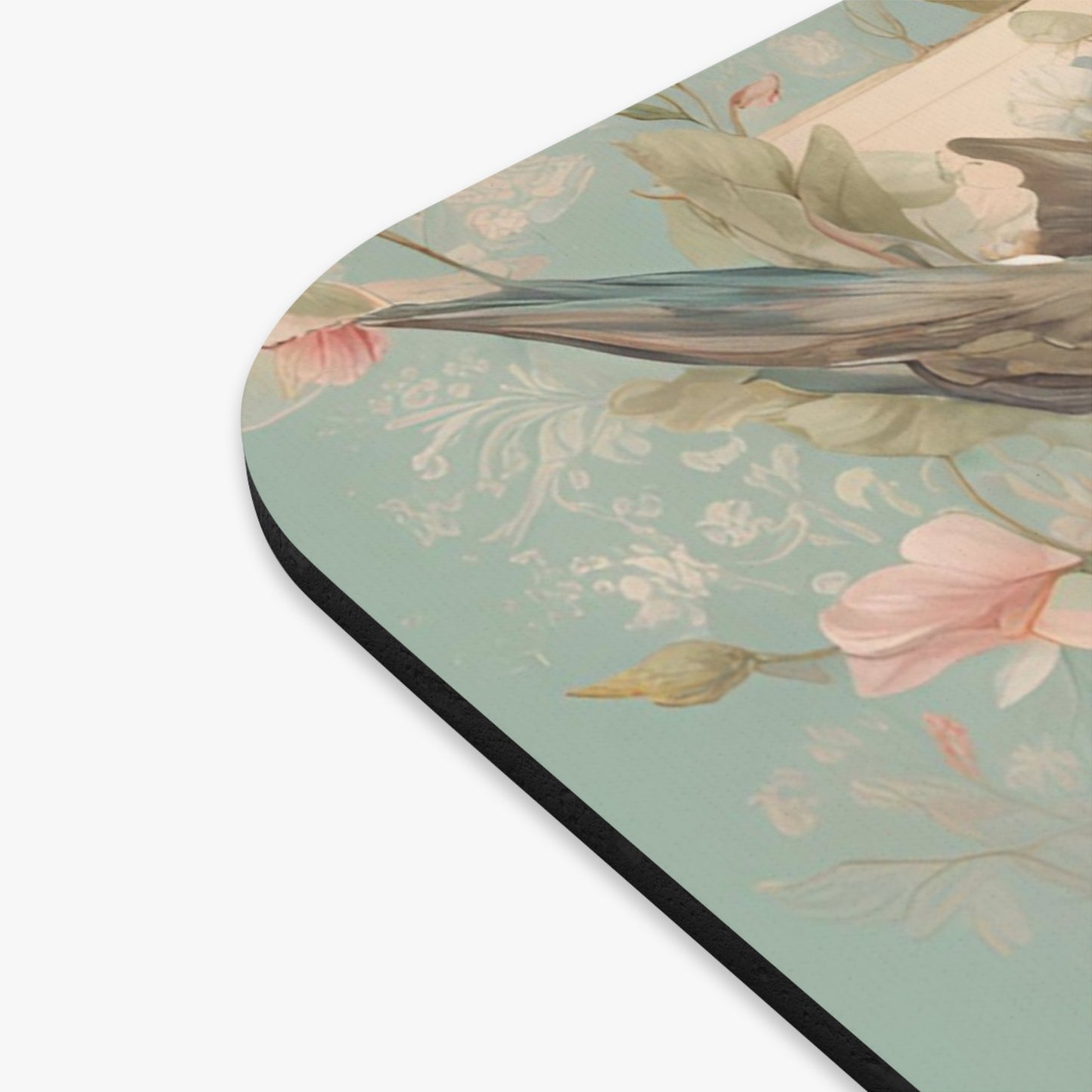 Together in Bloom – Soft Pastel Floral Mouse Pad with Birds