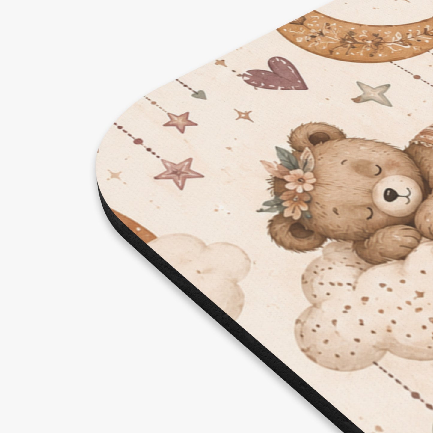 Boho Rainbow Teddy Bear Mouse Pad | Nursery Inspired Desk Accessory | Dreamy Rainbow Workspace Decor | Cute Gift for Her