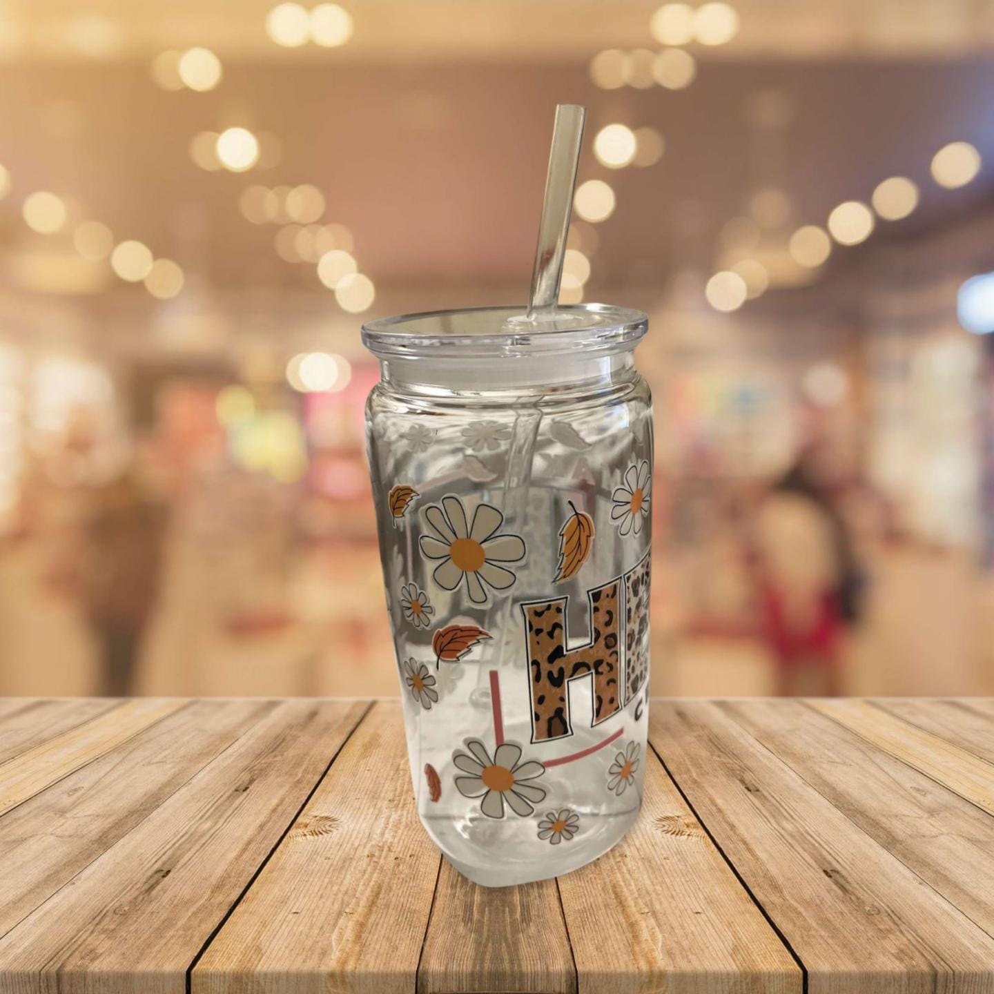 19 oz Clear Cup with Lid and Straw- Make Heaven Crowded