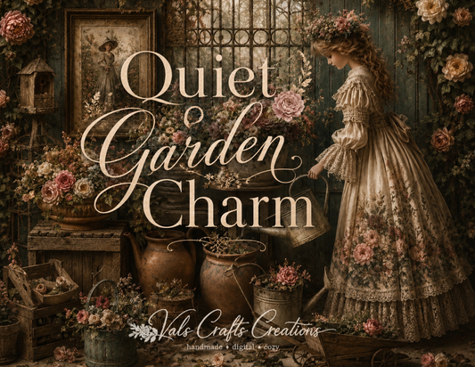 Quiet Garden Charm: A Vintage Botanical Paper Kit Collection