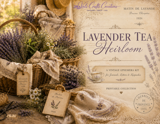 Lavender Tea Heirloom – Vintage Provence Junk Journal Paper Kit
