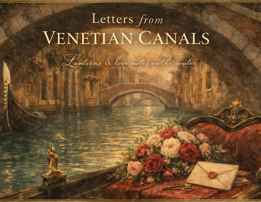 Letters from the Venetian Canals – 32 Background Pages + 14 Ephemera Pages – Romantic Venice Paper Kit for Journaling, Scrapbooking & Crafts – 300 DPI JPG