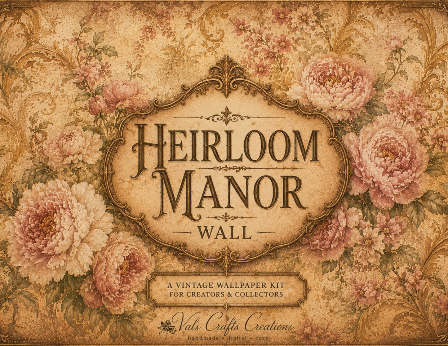 Heirloom Manor Walls – Vintage Floral Background Collection
