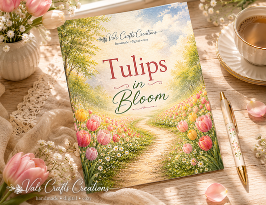 Tulips in Bloom – Vintage Floral Junk Journal Kit (15 Hero Pages, 18 Journaling Pages, 10 Seamless Papers, 16 Ephemera Pages)