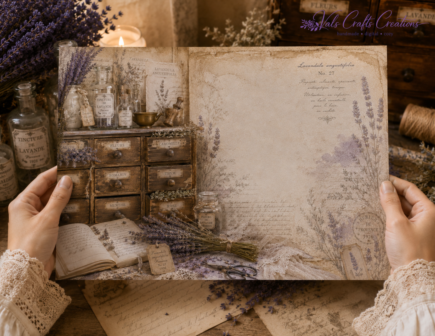Lavender Tea Heirloom – Vintage Provence Junk Journal Paper Kit