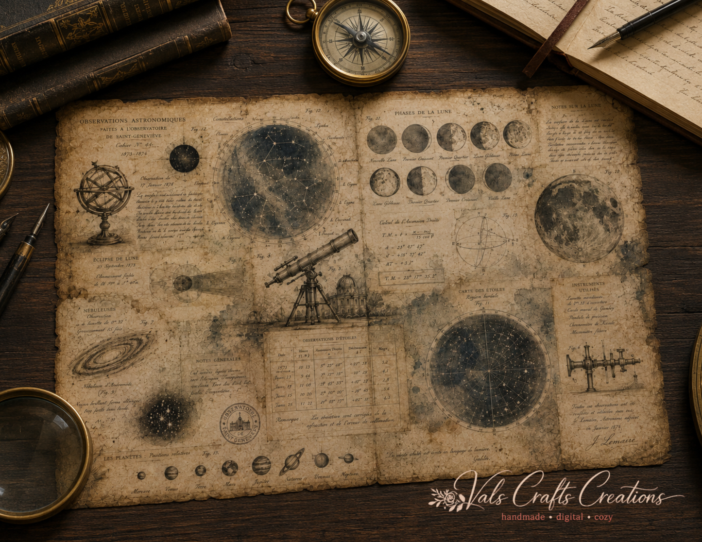 Forgotten Atlas Archives Printed Paper Kit | 20 Vintage Explorer Background Pages | Junk Journal & Scrapbook Papers