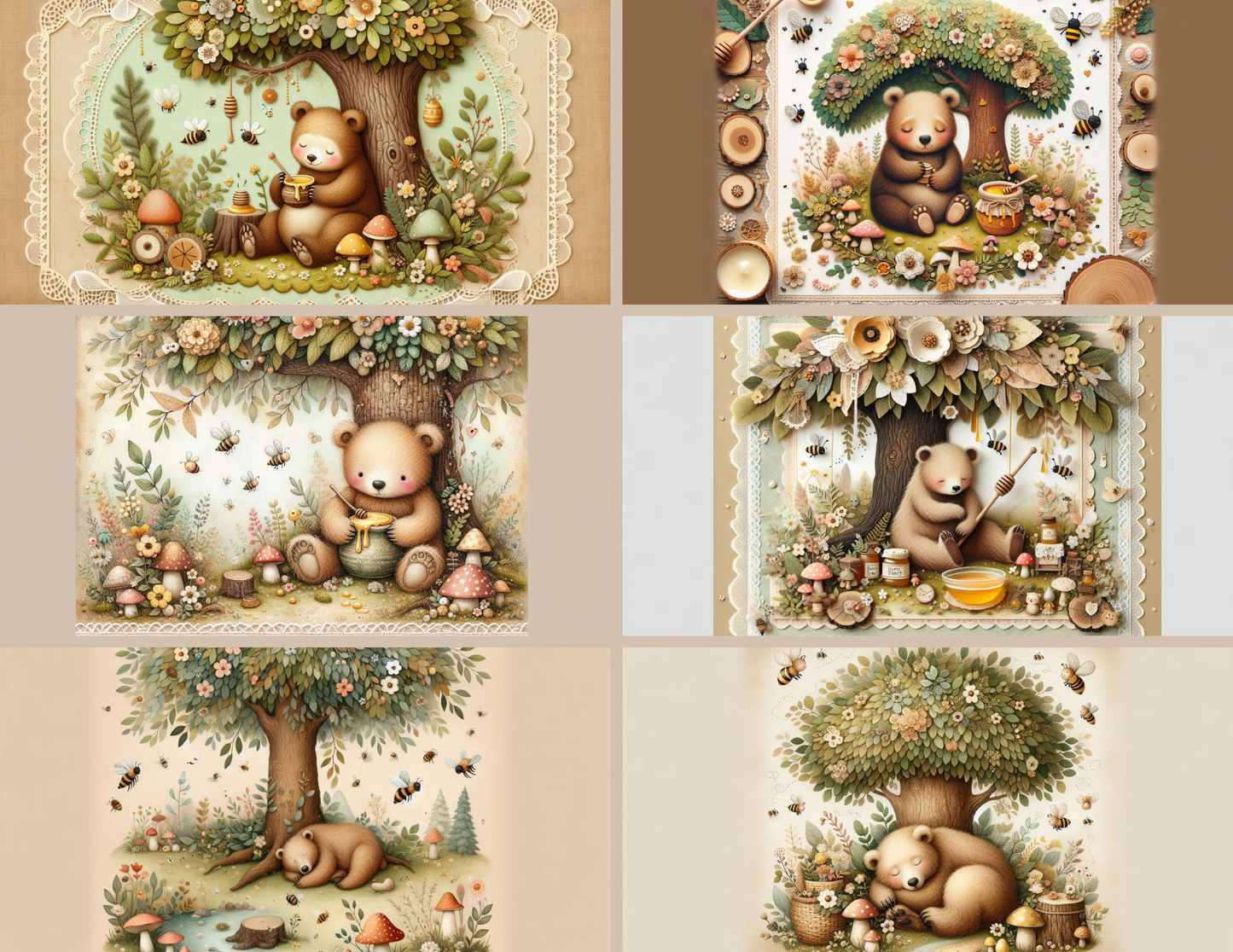 Gentle Forest Bear Background Paper Kit 23 Pages - Printed
