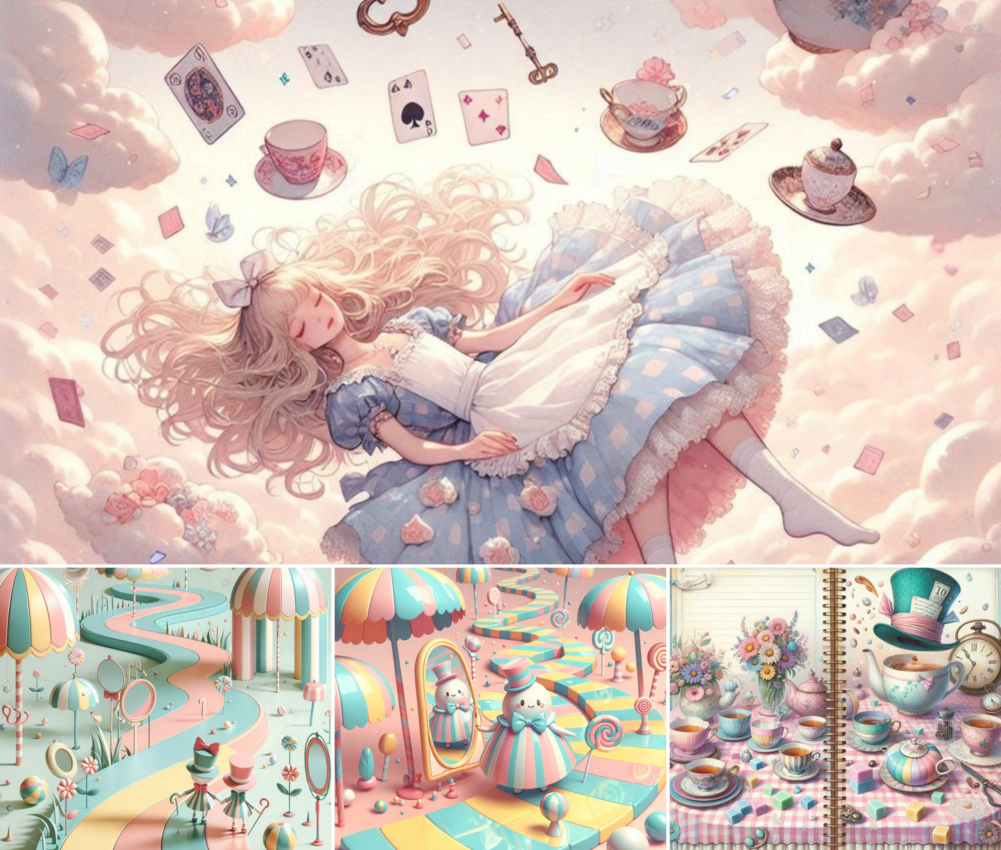 Through the Pastel Looking Glass – 32-Page Printed Wonderland Background Kit