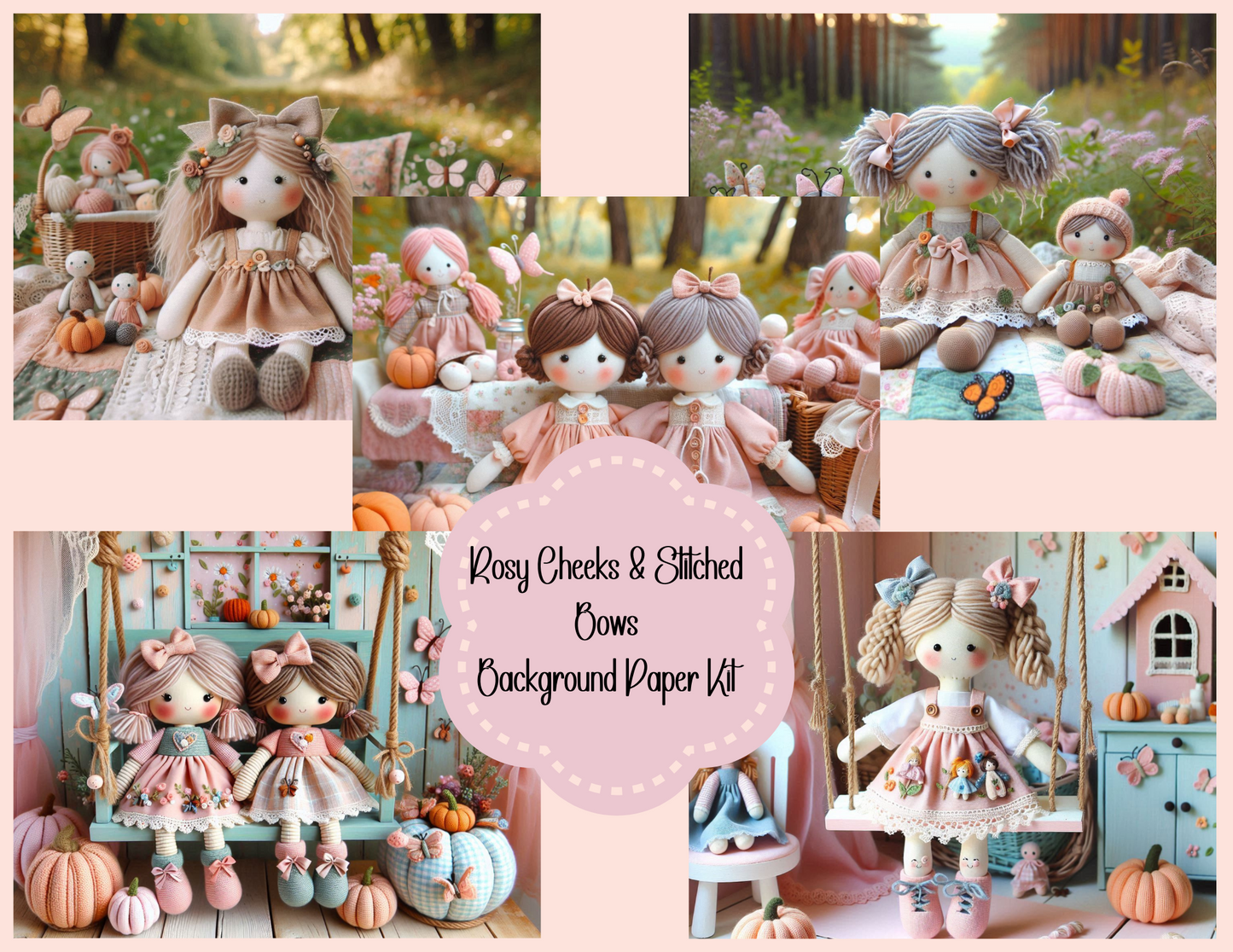 Rosy Cheeks & Stitched Bows – Background Paper Kit (Physical Kit)
