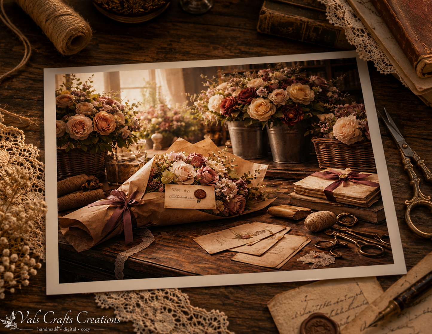 Victorian Letters – Romantic Vintage Paper Kit -43 Backgrounds + 15 Ephemera Pages (physical copy)