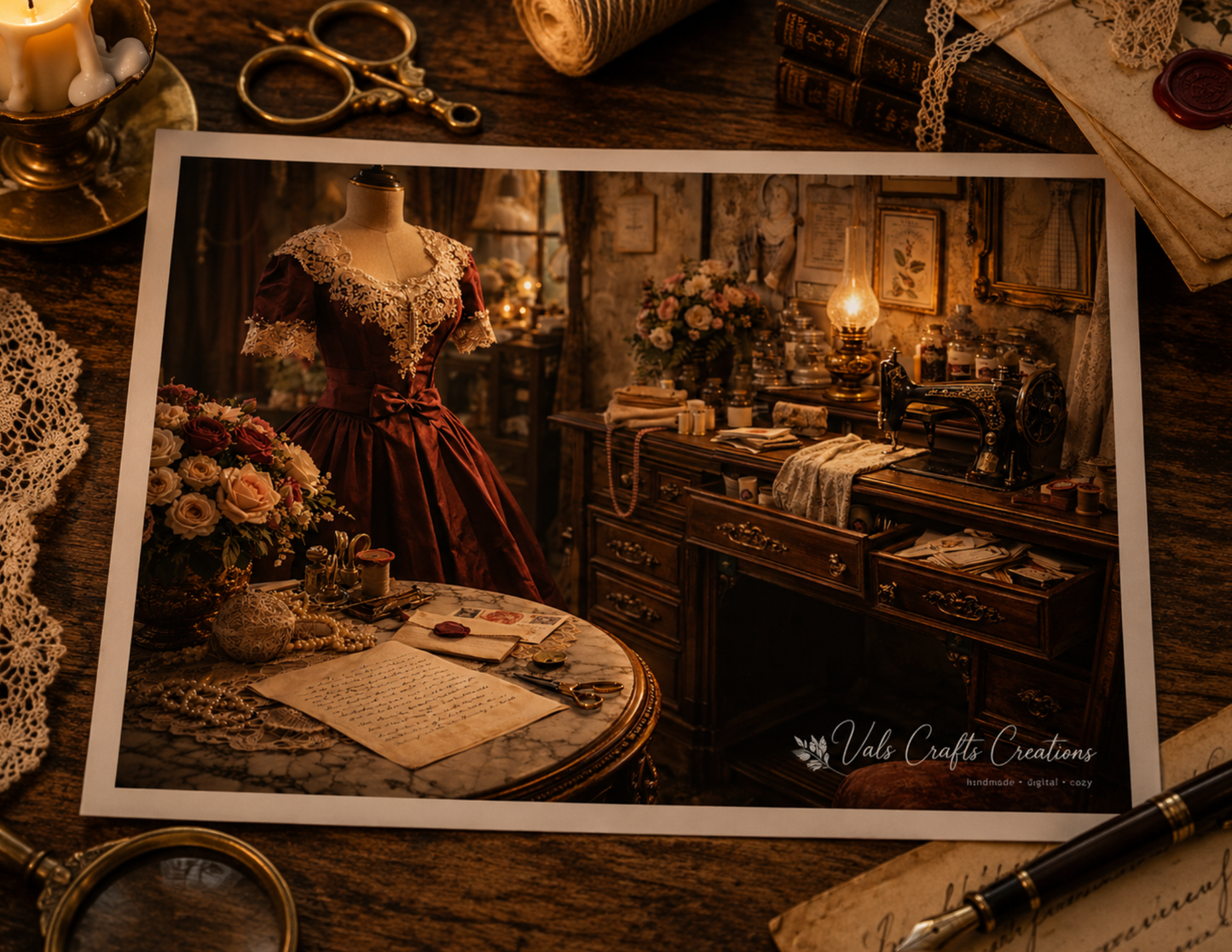Victorian Letters – Romantic Vintage Paper Kit -43 Backgrounds + 15 Ephemera Pages (physical copy)