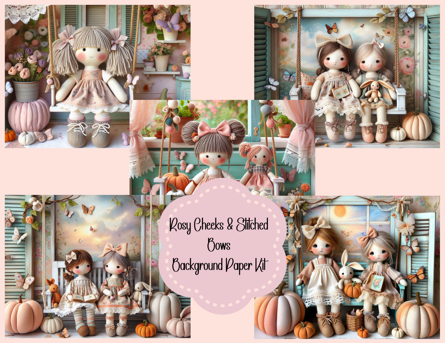 Rosy Cheeks & Stitched Bows – Background Paper Kit (Physical Kit)