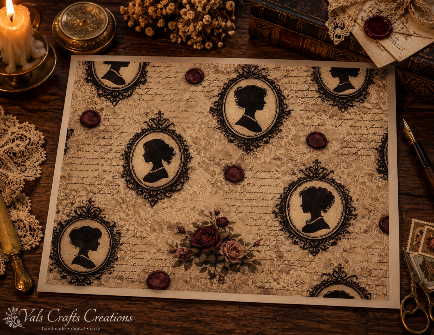 Victorian Letters – Romantic Vintage Paper Kit -43 Backgrounds + 15 Ephemera Pages (physical copy)