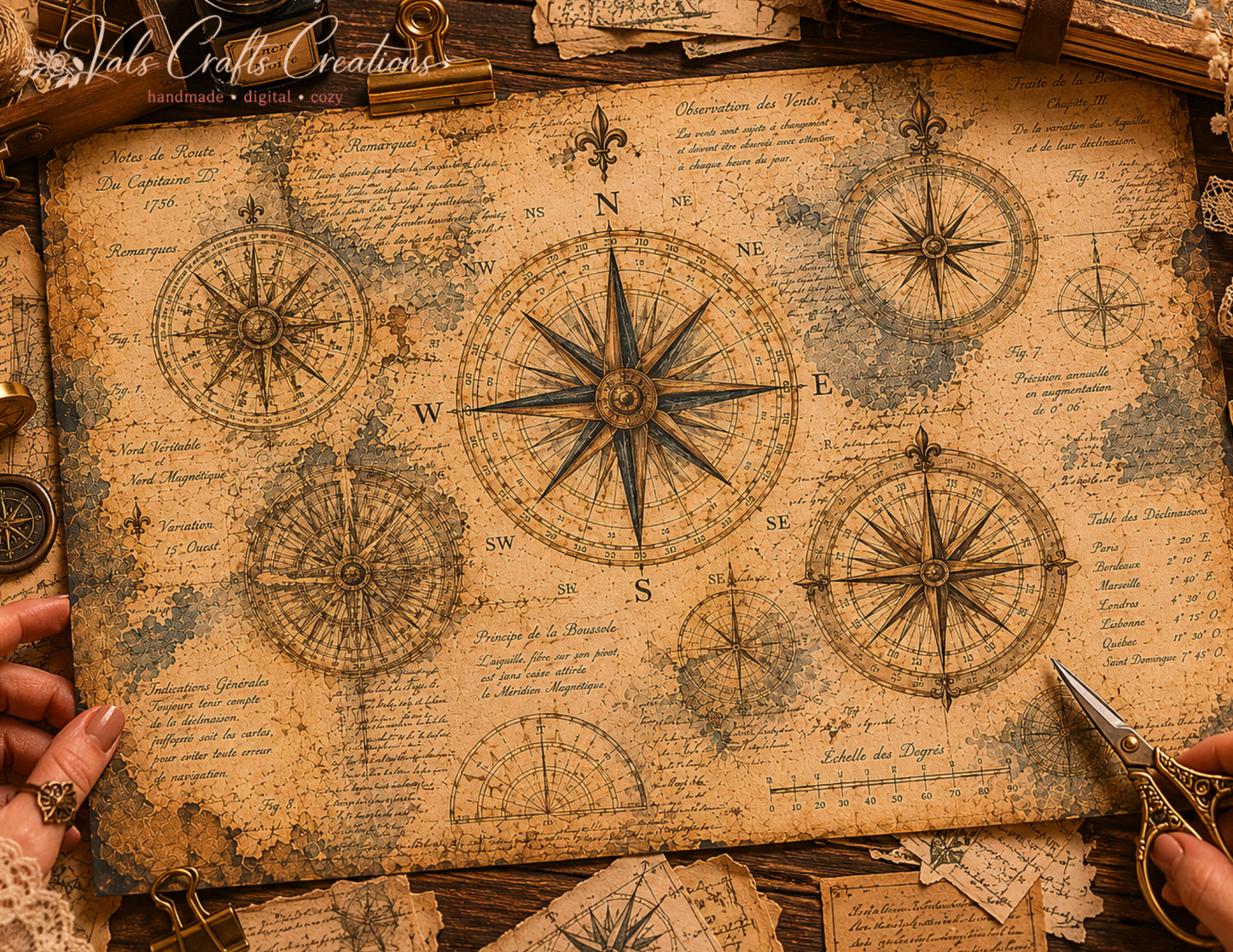Forgotten Atlas Archives Printed Paper Kit | 20 Vintage Explorer Background Pages | Junk Journal & Scrapbook Papers