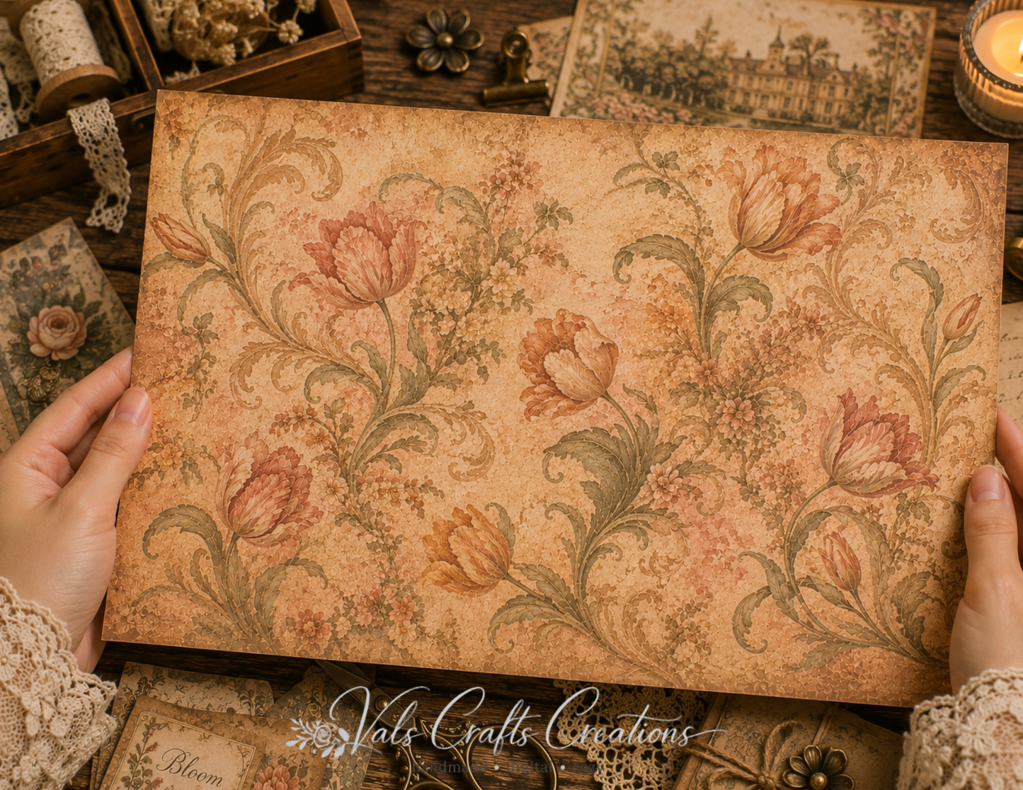 Heirloom Manor Walls – Vintage Floral Background Collection