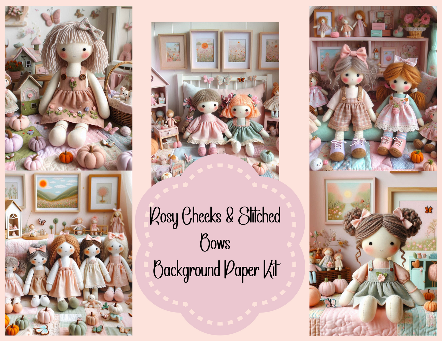 Rosy Cheeks & Stitched Bows – Background Paper Kit (Physical Kit)