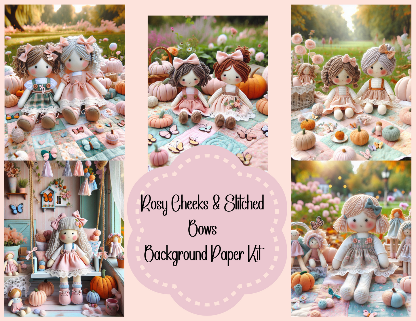 Rosy Cheeks & Stitched Bows – Background Paper Kit (Physical Kit)