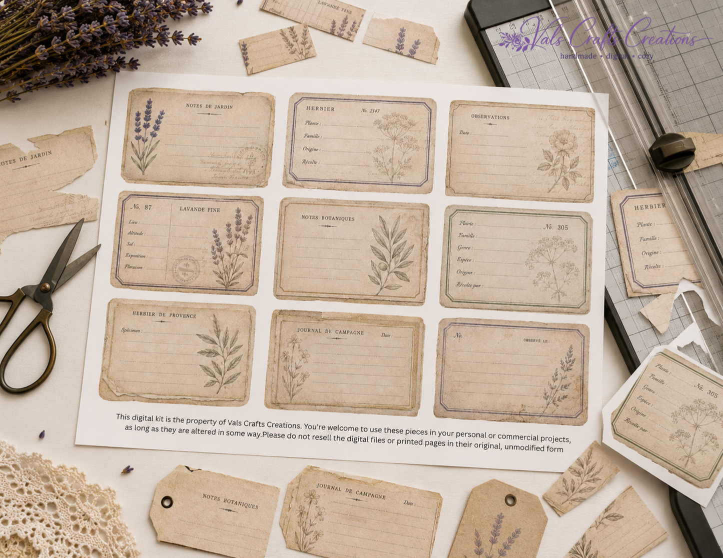 Lavender Tea Heirloom – Vintage Provence Junk Journal Paper Kit