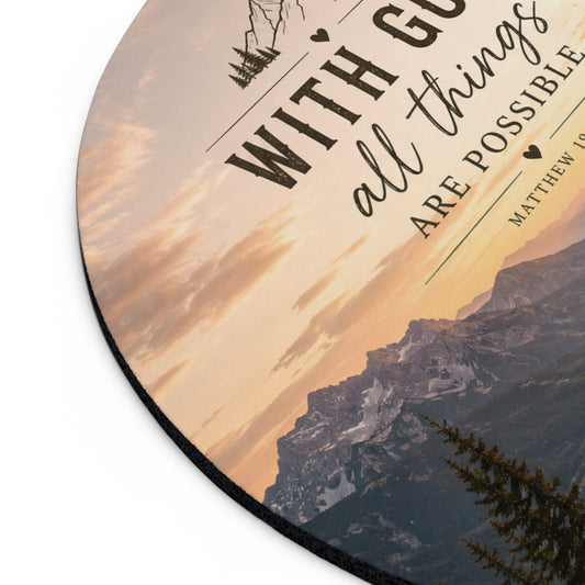 With God All Things Are Possible Mouse Pad | Inspirational Scripture Desk Mat
