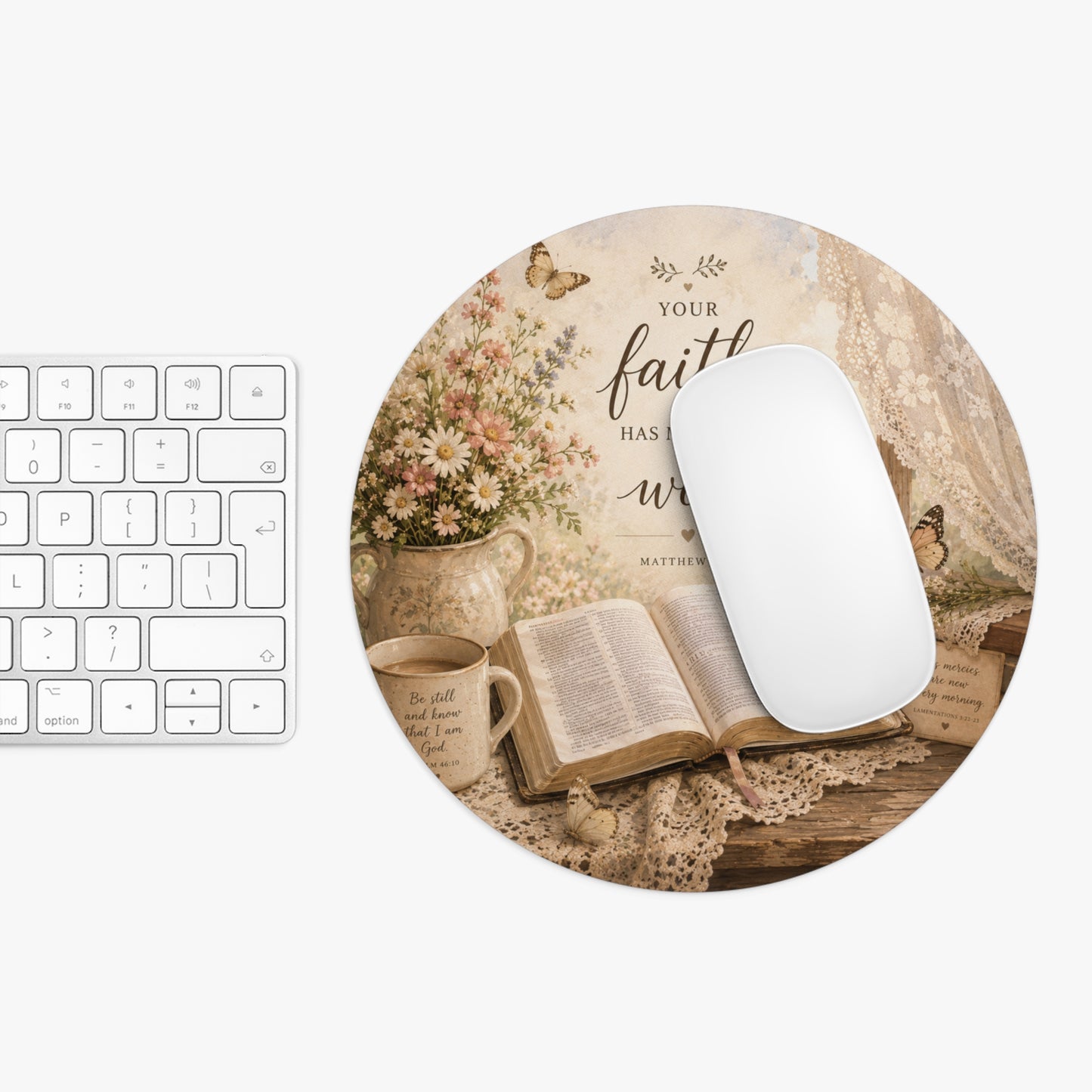 Your Faith Has Made You Well Mouse Pad | Bible Verse, Floral Cottagecore