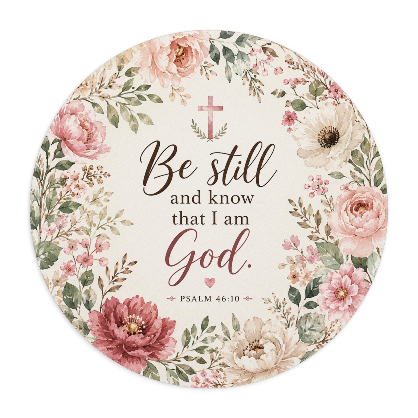 Be Still and Know I Am God Mouse Pad | Psalm 46:10 Floral Christian Desk Mat