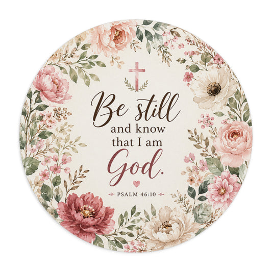 Be Still and Know I Am God Mouse Pad | Psalm 46:10 Floral Christian Desk Mat