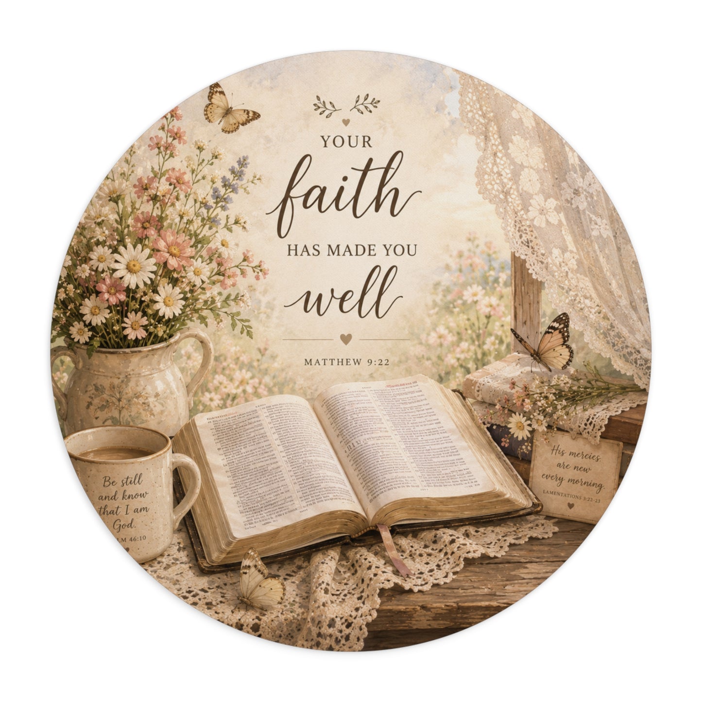 Your Faith Has Made You Well Mouse Pad | Bible Verse, Floral Cottagecore