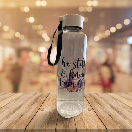 25 oz Plastic Water Bottle- Be Still and Know