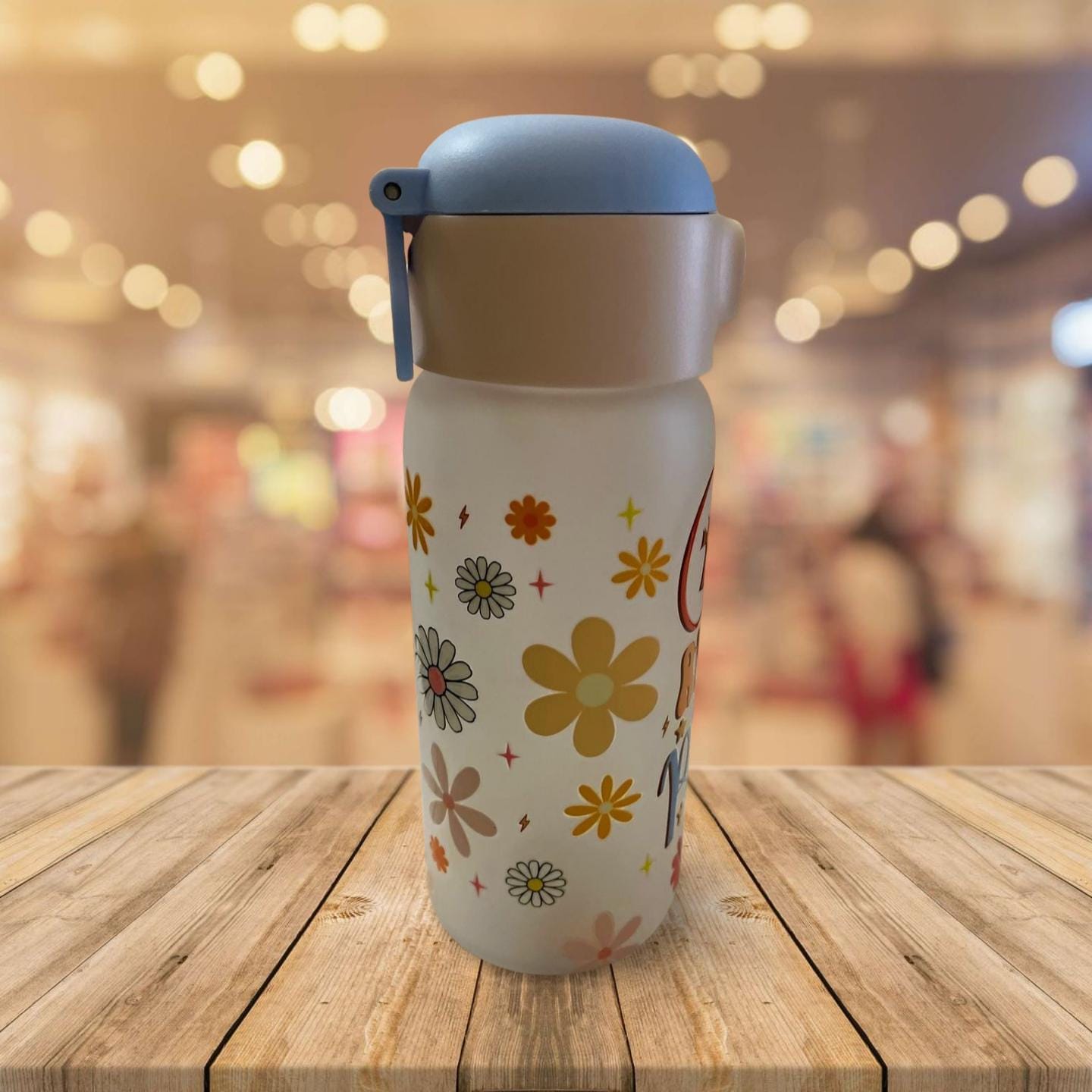 15 oz Frosted Glass Water Bottle with Blue Lid- With God all things are possible