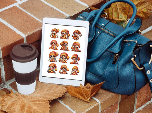 Cute Fall Girls Stickers 2