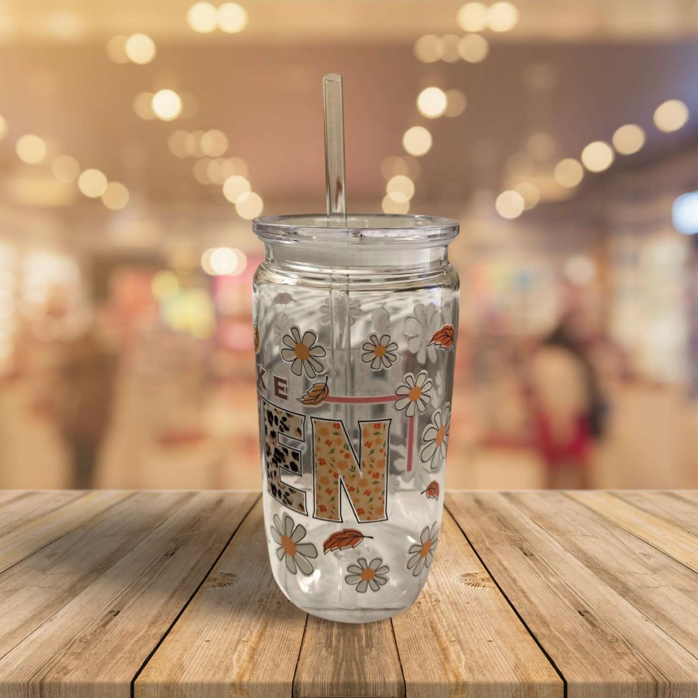 19 oz Clear Cup with Lid and Straw- Make Heaven Crowded