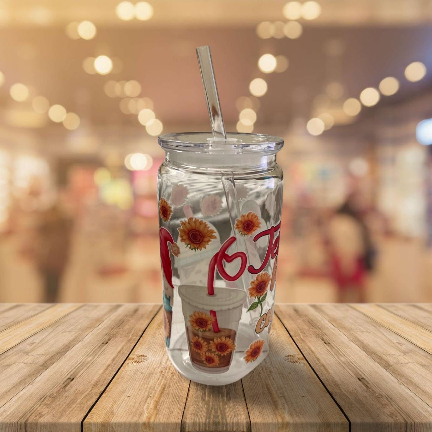 19 oz Clear Cup with Lid and Straw- Jesus Fills my Cup