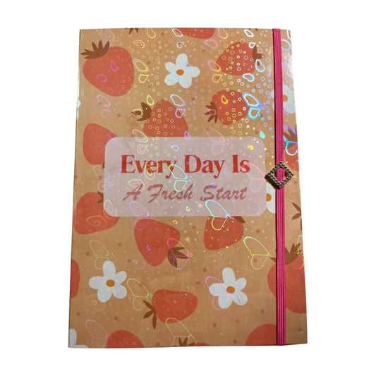 Daily Planner with Inspirational Message: "Every Day is a Fresh Start"- Strawberries