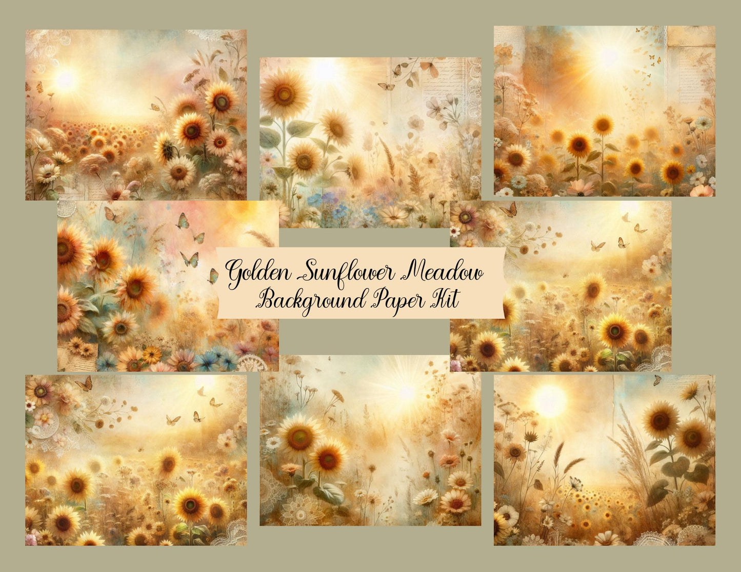 Golden Sunflower Meadow Background Paper Kit (Physical Item)